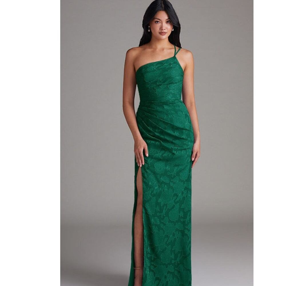 Azazie Emerald Green Floral burnout